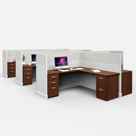 Modern Office Cubicle 6'x6' 6 Pack - Freedman's Office Furniture - Wood Cubicles