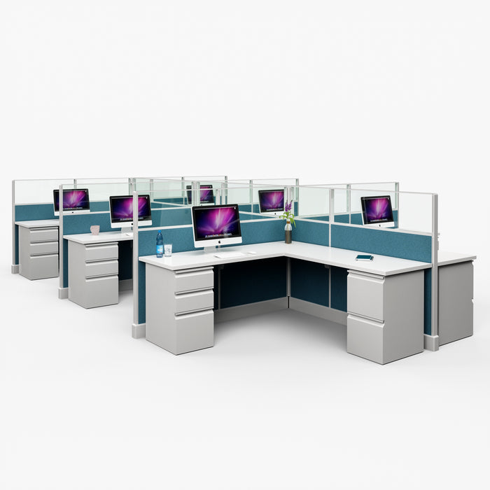 Modern Office Cubicle 6'x6' 6 Pack - Freedman's Office Furniture -  Green and White Cubicles