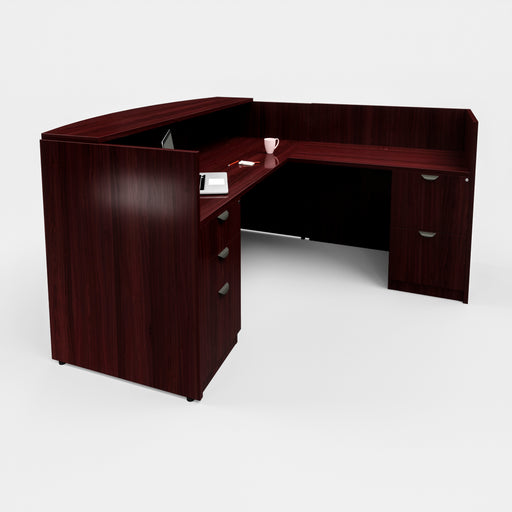 Carmel Mahogany Reception Desk | 30"x71" | 24"x42" - Freedman's Office Furniture - Main
