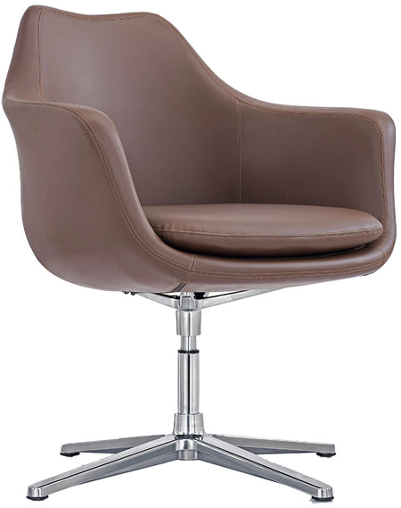 Bacia Executive Leather Office Side Chair - Freedman's Office Furniture - Front Right Side in Brown
