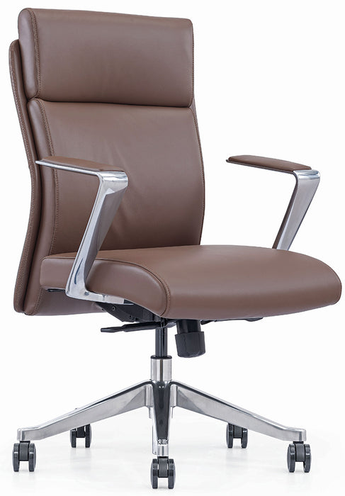 Bacia Mid-Back Executive Leather Office Chair - Freedman's Office Furniture - Front Right Side in Brown