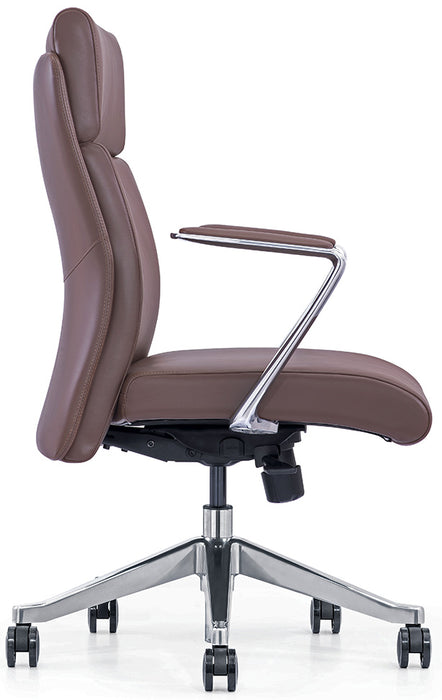 Bacia Mid-Back Executive Leather Office Chair - Freedman's Office Furniture - Right Side in Brown
