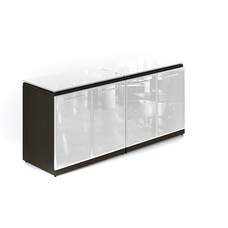 Santa Monica Double Office Storage with Glass Doors and Tops - Freedman's Office Furniture - Espresso