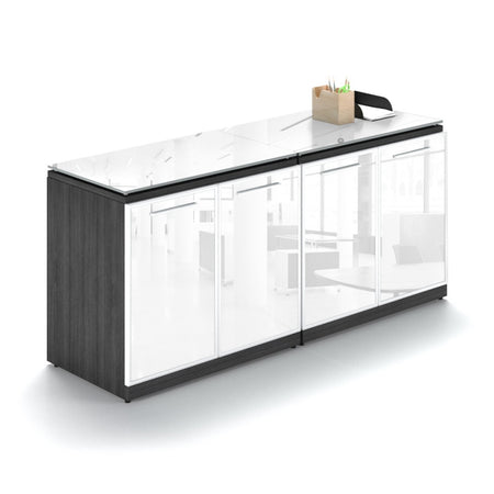 Santa Monica Double Office Storage with Glass Doors and Tops - Freedman's Office Furniture - Main