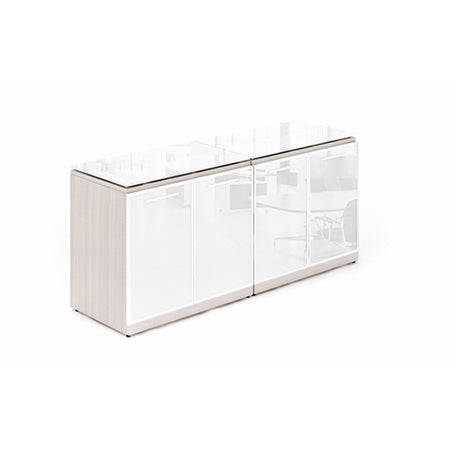 Santa Monica Double Office Storage with Glass Doors and Tops - Freedman's Office Furniture - Blanc de Gris