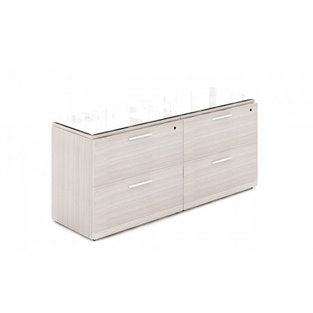 Santa Monica Lateral File Cabinet with Glass Tops - Freedman's Office Furniture - Blanc de Gris