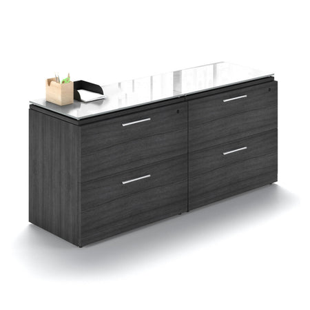 Santa Monica Lateral File Cabinet with Glass Tops - Freedman's Office Furniture - Grey