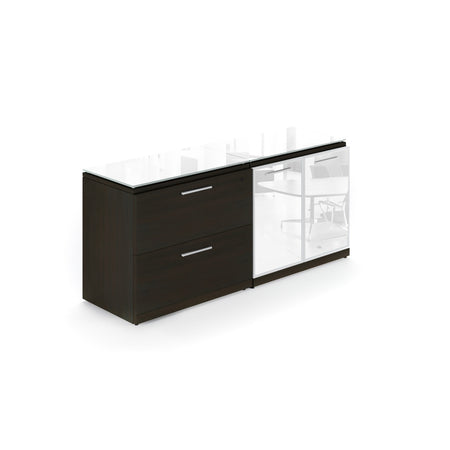 Santa Monica Lateral File Office Storage Cabinet with Glass Tops - Freedman's Office Furniture - Espresso
