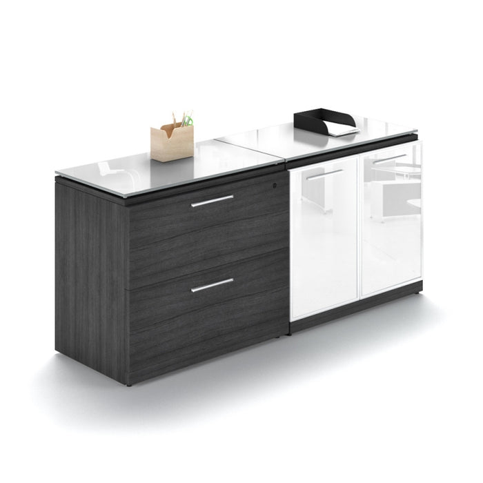 Santa Monica Lateral File Office Storage Cabinet with Glass Tops - Freedman's Office Furniture - Main