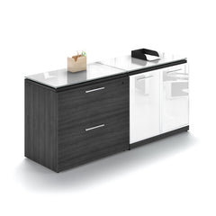 Santa Monica Lateral File Office Storage Cabinet with Glass Tops Image