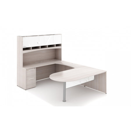 Santa Monica U-Shaped Desk with Glass Package - Freedman's Office Furniture - Blanc