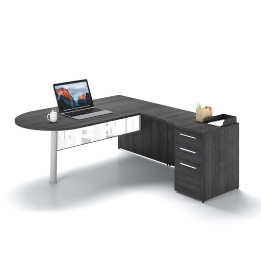 Santa Monica L-Shaped Bullet Desk - Freedman's Office Furniture - Main Grey
