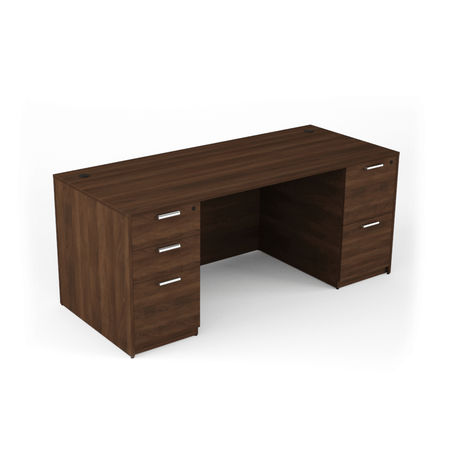 Bellagio Credenza Full Pedestal Desk | 24"x71" - Freedman's Office Furniture - Walnut