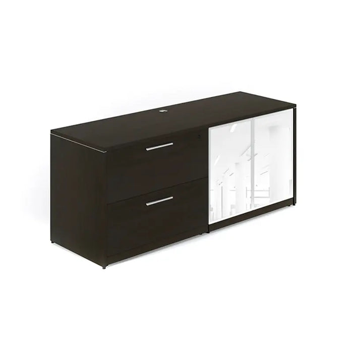Santa Monica Combo Lateral File Cabinet with Partial Glass Doors - Freedman's Office Furniture - Main