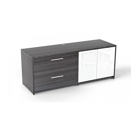 Santa Monica Combo Lateral File Cabinet with Partial Glass Doors - Freedman's Office Furniture - Grey