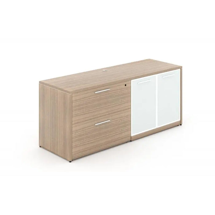 Santa Monica Combo Lateral File Cabinet with Partial Glass Doors - Freedman's Office Furniture - Noce