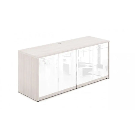 Santa Monica Credenza with Glass Doors - Freedman's Office Furniture - Blanc De Gris