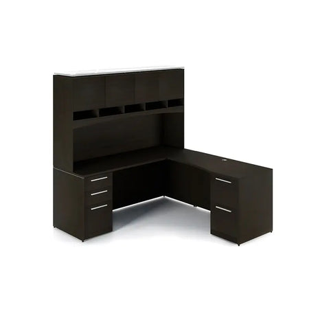 Santa Monica Office Credenza with Return | 71"X24" | 24"X48" - Freedman's Office Furniture - Espresso