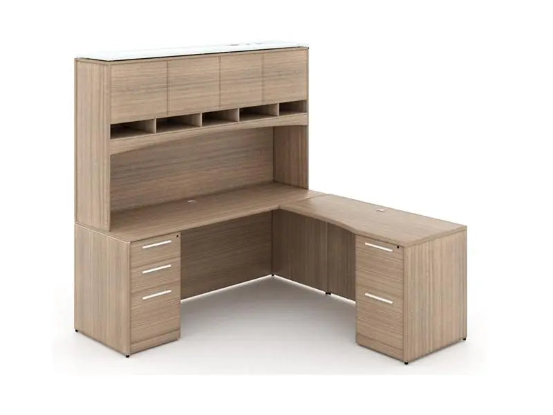 Santa Monica Office Credenza with Return | 71"X24" | 24"X48" - Freedman's Office Furniture - Noce