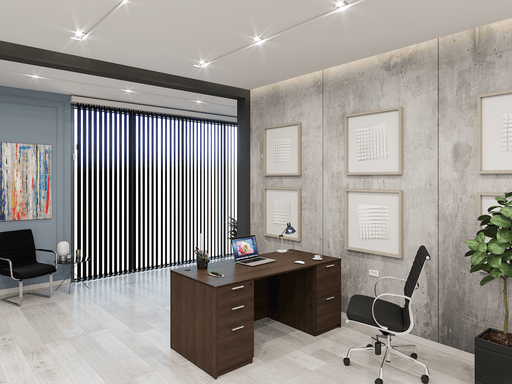 Bellagio Credenza Full Pedestal Desk | 24"x71" - Freedman's Office Furniture - Main