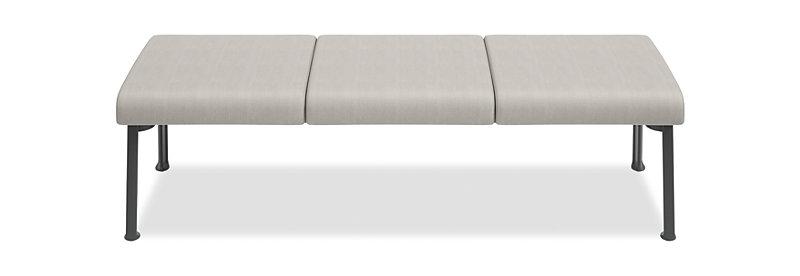 3-seat Waiting Room Bench - Freedman's Office Furniture - Front View in Blanc de Gris