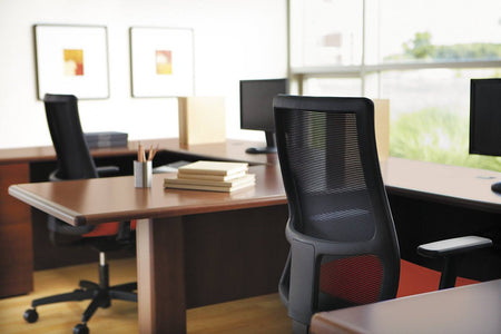 Mid-Back Task Chair | Synchro-Tilt and Seat Glide - Freedman's Office Furniture - Orange Task Chairs in Office