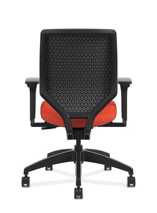 Mid-Back Task Chair with Upholstered Back - Freedman's Office Furniture - Back Side in Orange