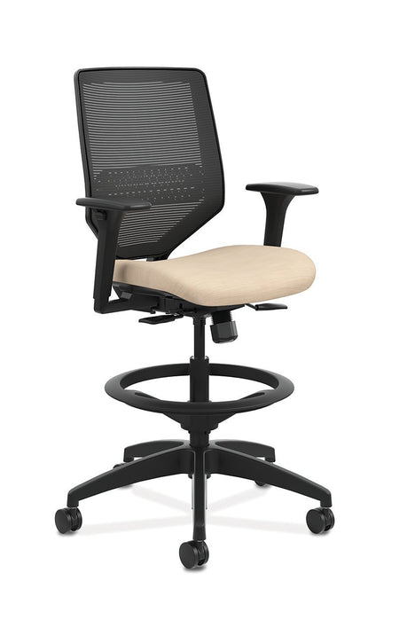 Mid-Back Task Office Stool with Knit Mesh Back - Freedman's Office Furniture - Cream