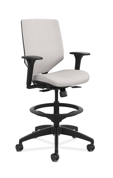 Mid-Back Task Office Stool with Upholstered ReActiv Back - Freedman's Office Furniture - White