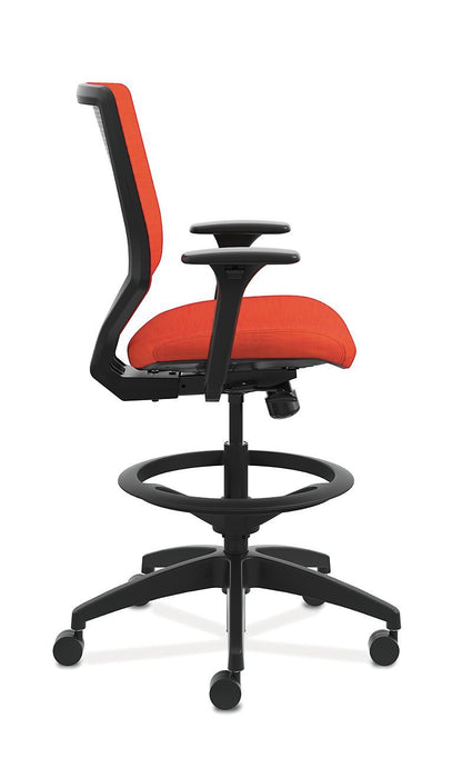 Mid-Back Task Office Stool with Upholstered ReActiv Back - Freedman's Office Furniture - Right Side in Orange