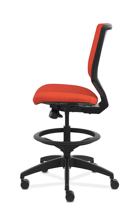 Mid-Back Task Office Stool with Upholstered ReActiv Back - Freedman's Office Furniture - Left Side in Orange