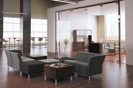 Modular Left End Office Lounge Chair - Freedman's Office Furniture - Grey Set