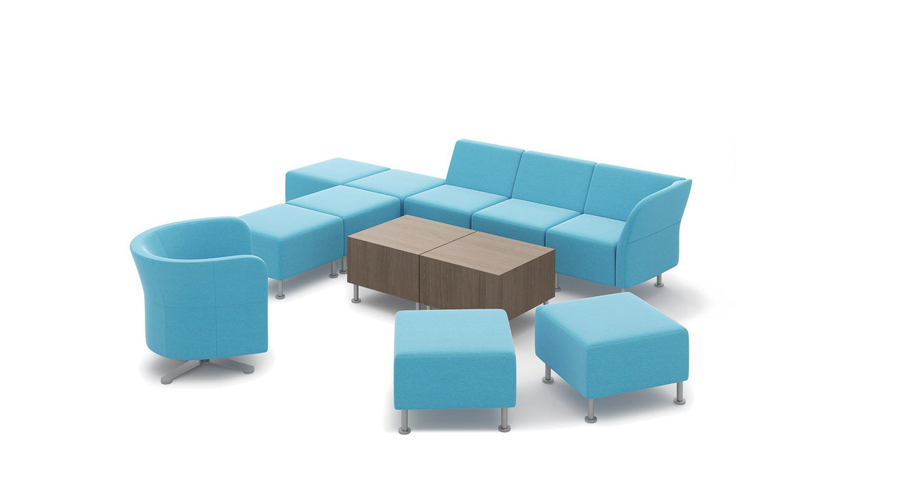 Modular Left End Office Lounge Chair - Freedman's Office Furniture - Blue Set