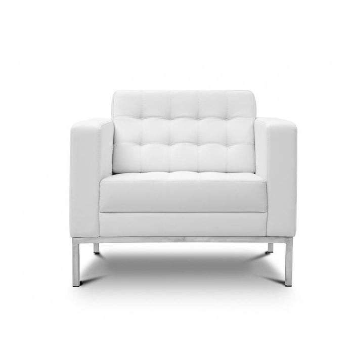 Pasadena White Leather Office Lounge Chair - Freedman's Office Furniture - Main
