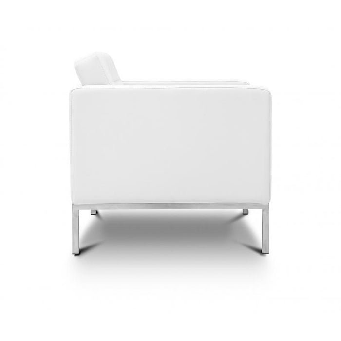 Pasadena White Leather Office Lounge Chair - Freedman's Office Furniture - Side