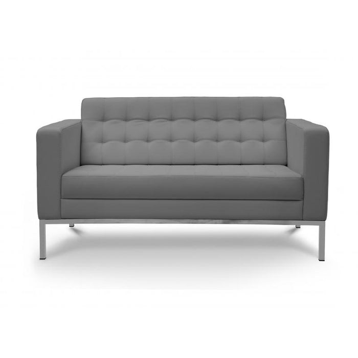 Pasadena Grey Leather Office Lounge Seat | Love Seat - Freedman's Office Furniture - Main