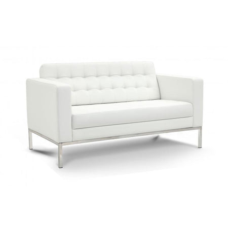 Pasadena Love Lounge Seat | White Leather - Freedman's Office Furniture - Front Side