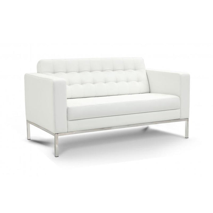 Pasadena Love Lounge Seat | White Leather - Freedman's Office Furniture - Front Side