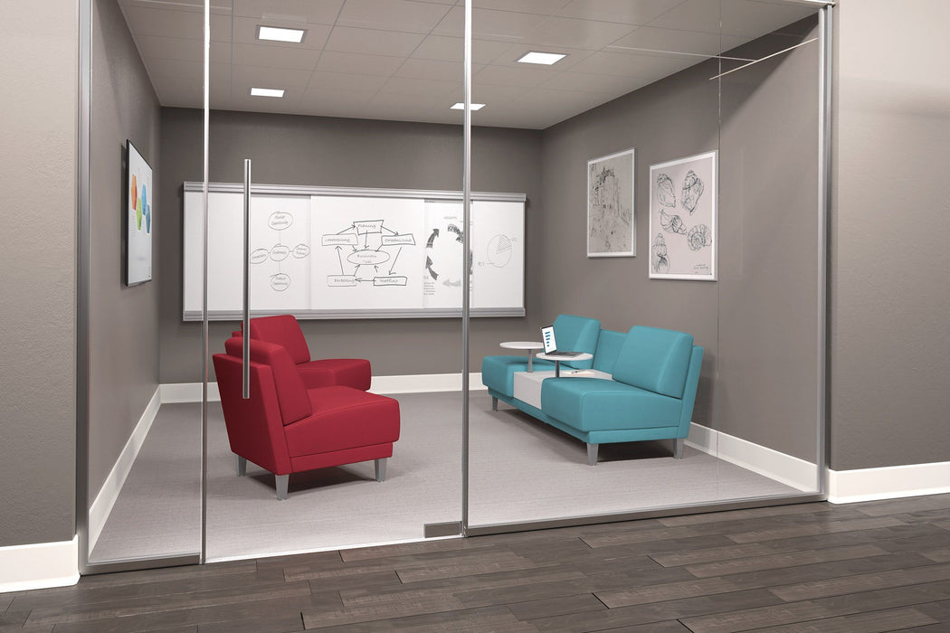Two-Seat Office Lounge Chair with Table - Freedman's Office Furniture - Light Blue