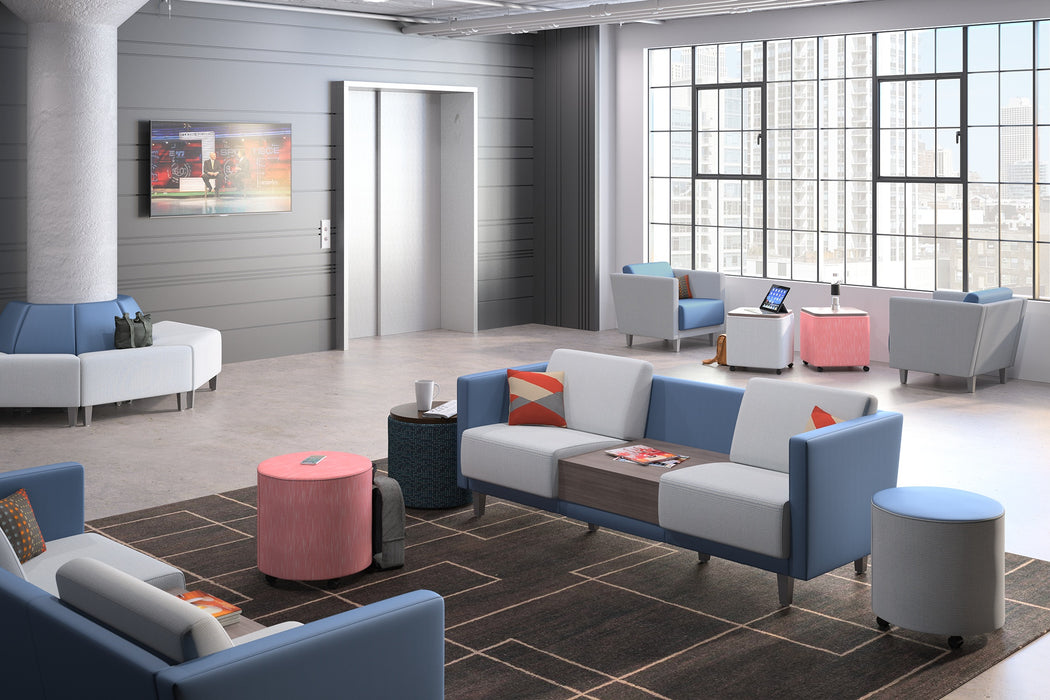 Two-Seat Office Lounge Chair with Table - Freedman's Office Furniture - Blue Set