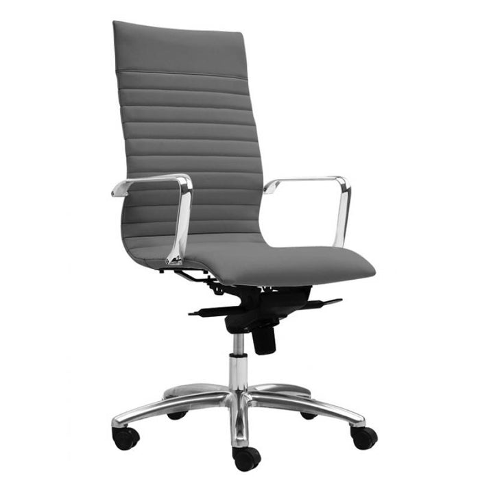 Zatto High Back Executive Office Chair | Grey Leather - Freedman's Office Furniture - Side
