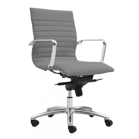 Zatto Mid Back Executive Office Chair | Grey Leather - Freedman's Office Furniture - Front