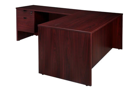 Carmel L-Shaped Office Desk with Suspended Pedestals - Freedman's Office Furniture - Mahogany