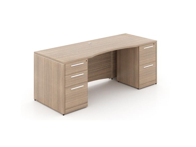 Santa Monica Rectangular Desk | Double Pedestal | 30"x60" - Freedman's Office Furniture - Noce