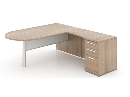 Santa Monica L-Shaped Bullet Desk - Freedman's Office Furniture - Noce