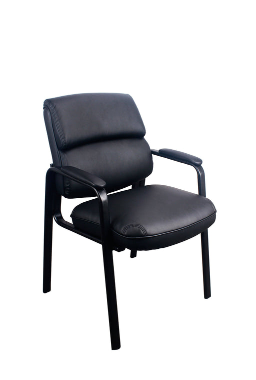 LOLA Office Guest Chair w/ padded black leather - Freedman's Office Furniture - Main
