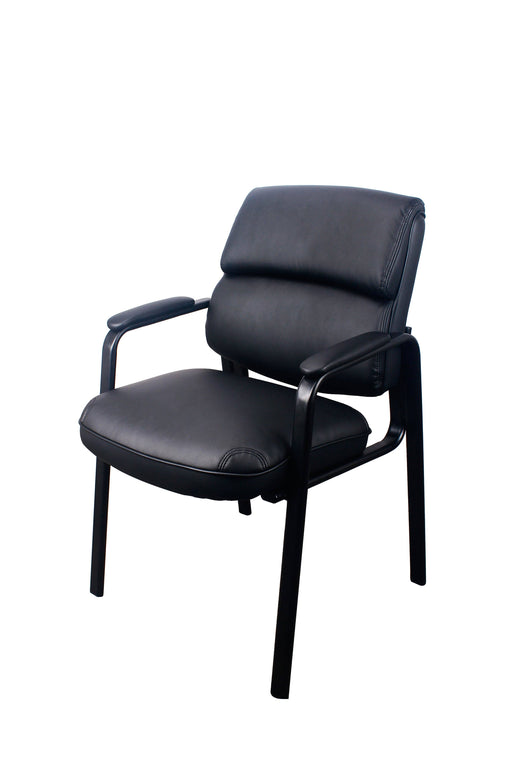 LOLA Office Guest Chair w/ padded black leather - Freedman's Office Furniture - Side View