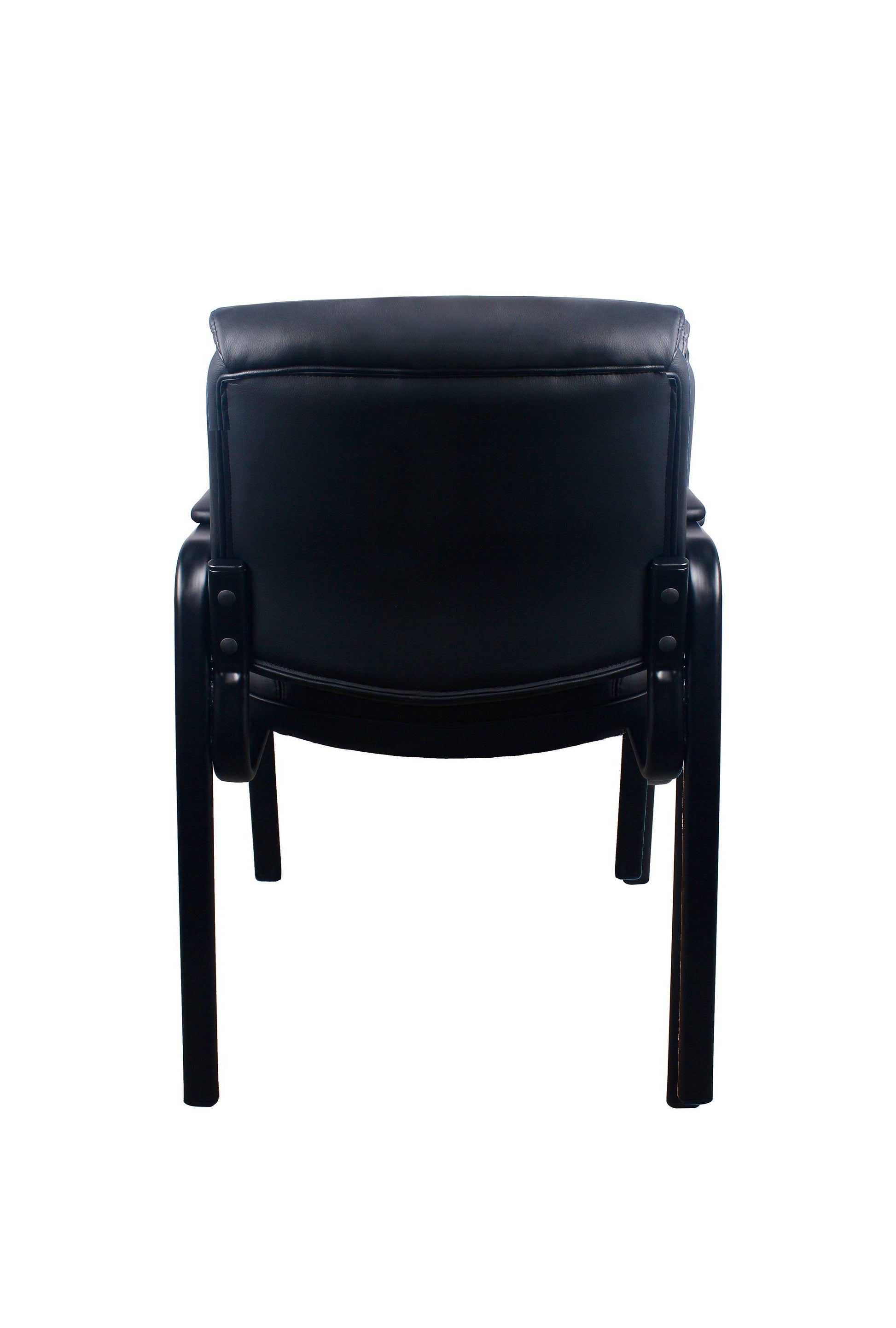 LOLA Office Guest Chair w/ padded black leather - Freedman's Office Furniture - Back View