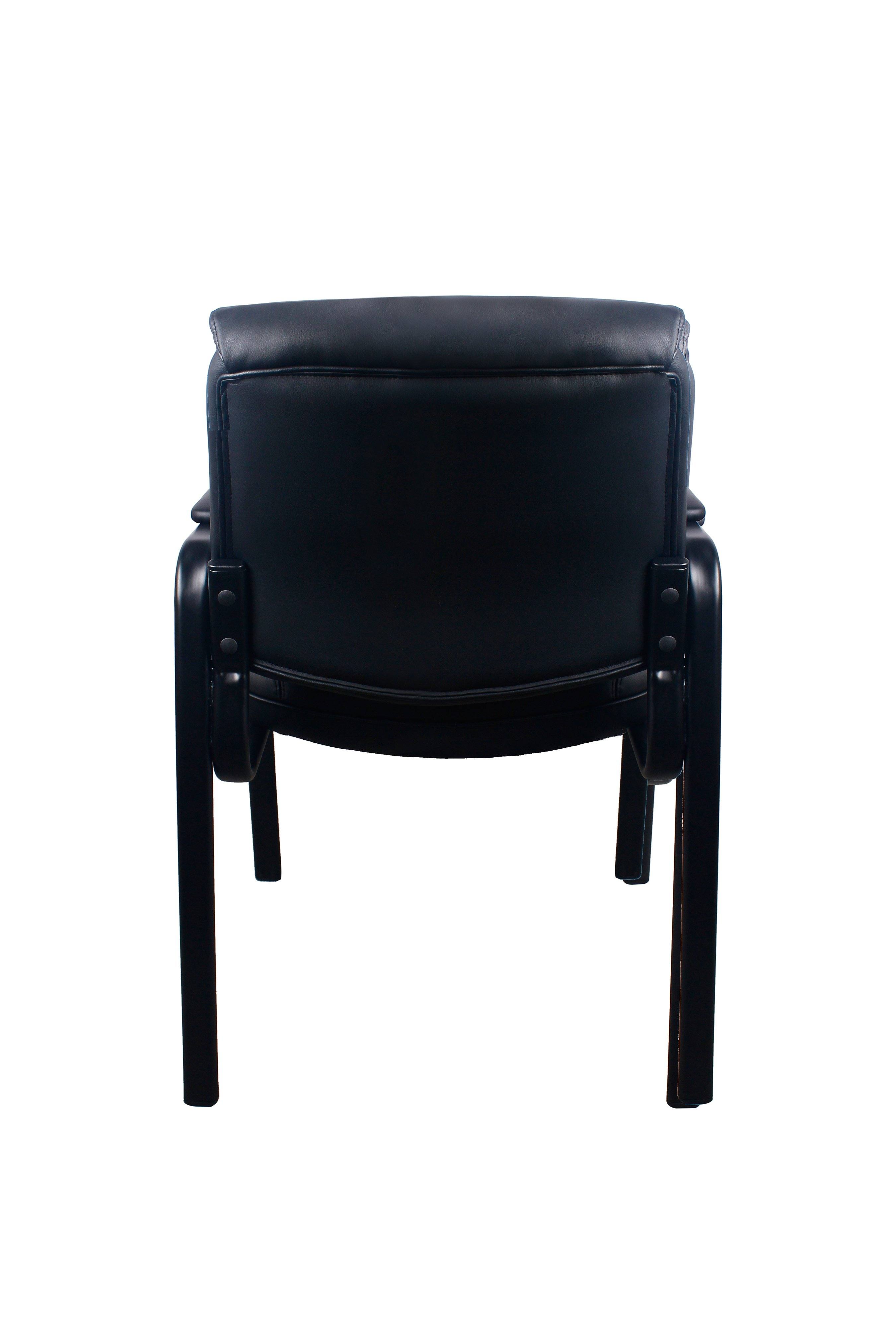 LOLA Office Guest Chair w/ padded black leather - Freedman's Office Furniture - Back View