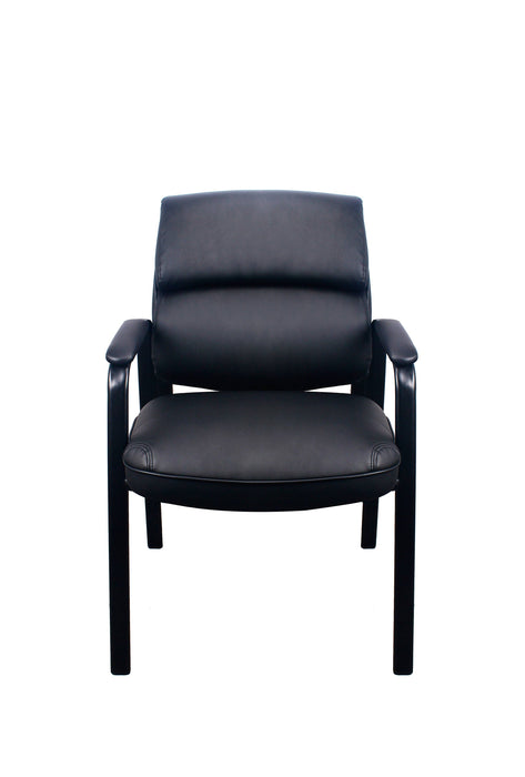 LOLA Office Guest Chair w/ padded black leather - Freedman's Office Furniture - Front